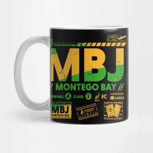 Vintage Montego Bay MBJ Airport Code Travel Day Retro Travel Tag Jamaica Mug